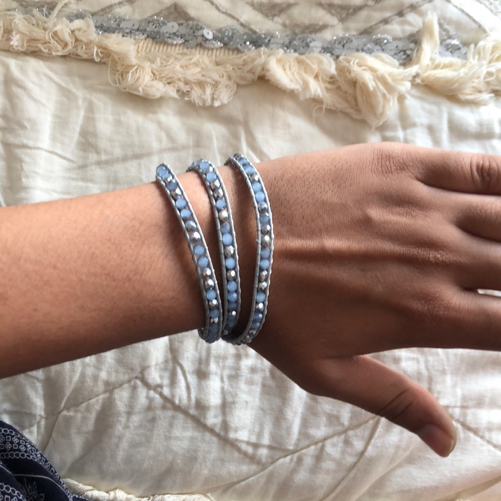 Adjustable boho blue beaded bracelet from Hawaii